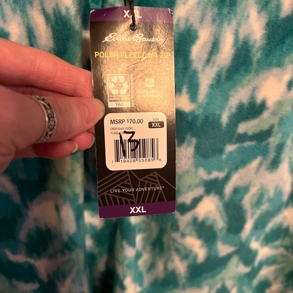 Eddie Bauer Teal and White Patterned Sweater - Picture 3 of 3